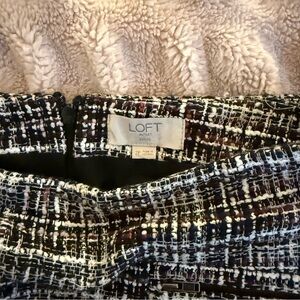 LOFT Outlet Black and White Tweed Skirt